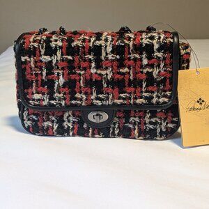 NWT Patricia Nash Lorenza Flap Red Plaid & Leather Crossbody/Shoulder bag